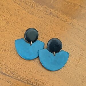 Noonday handmade blue and black polymer clay earrings